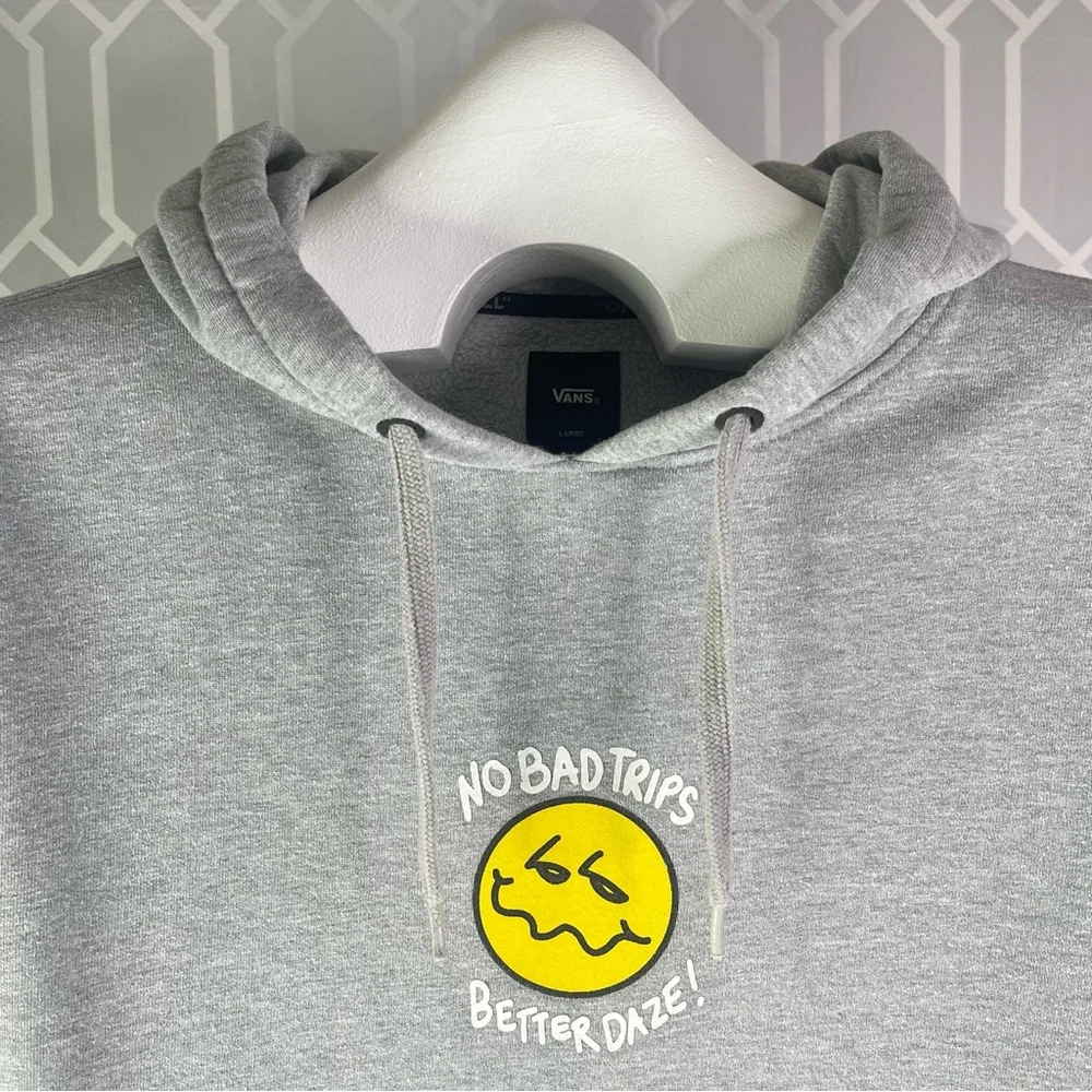 Vans Off The Wall Grey No Bad Trips Better Daze Pullover Hoodie Size Large